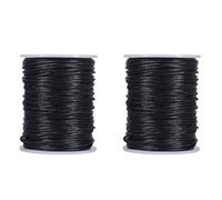 Xnuiasqe 2X Satin Rattail Polyester Cord,295 Feet 2mm Black Beading String for Macrame Bracelets, Jewelry Making, Arts And Crafts