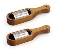 Xnuiasqe 2X Wooden Cheese Grater with Handle,Rustic Brown Cheese Shredder with Storage Space, for Cheese Lemon Chocolate