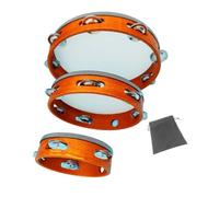 Xnuiasqe 3 Pack Wooden Tambourine Set 6 8 10 Inch Handheld Percussion Drums with Storage Bag for Church Party Dance B