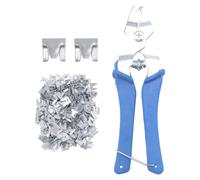 Xnuiasqe 300 Pcs Wire Cage Clamps, with 1 Piece of Wire Cage Buckle Snap Pliers, Suitable for, Chicken, Pet Cage (Blue)