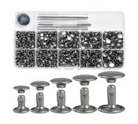 Xnuiasqe 340 Sets Leather Rivet Kit Rivets Leather Double Hat Rivets Apparel Fabric for Repairing Clothes Shoes Bags Belts Easy Install C