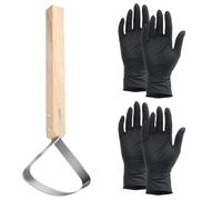 Xnuiasqe 3Pcs Hide Scraper Fleshing Tool Fleshing Knife 11.2in Long Handle Fleshing Knife for Hides,Skinning Fur Handling Supplie