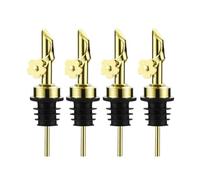 Xnuiasqe 4 Pcs Oil Pour Spouts Wine Stopper Replacement with Leak-Proof Design Bottle Pourers Gold