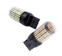 Xnuiasqe 4 Pcs Super Bright Canbus T20 7440 W21W Wy21W 144-Smd Reverse Light Turn Signal Light No Flash T20 7440 Led Bulbs,Black Shell (2 Pcs White Light & 2 Pcs Yellow Light)