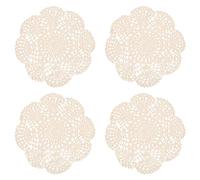 Xnuiasqe 4PCS 8.6 Inch Doilies Crochet Round Lace Doily Handmade Placemats Cotton Crocheted Coasters (Beige)