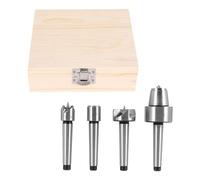 Xnuiasqe 4pcs MT1 Wood Lathe Live Center and Drive Spur Cup MT1 Arbor with Wooden Case