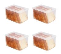Xnuiasqe 4X Airtight Bread Storage Containers Bread Box Plastic Reusable Loaf Cake Clear Bread Dispenser Freshest Bread Bin