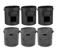 Xnuiasqe 6 PCS Potato Growing Bags, Plant Growing Bags, Gardening Vegetables, Non-Woven Fabric Peanut Seedling Bags, Black & Gray