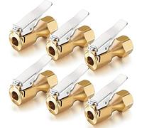 Xnuiasqe 6 Pieces Brass Air Chuck Open Flow Straight Tire Chuck with Clip for Tire Inflator Gauge Compressor Accessories