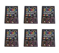 Xnuiasqe 6pcs 19X26Cm Large Magic Color Rainbow Scratch Paper Note Book Black Diy Drawing Toys Scraping Painting Kid Doodle