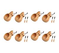 Xnuiasqe 8Pack Nordic Style Wooden Cup Kuksa Cup Portable Outdoor Camping Drinking Mug Wooden Coffee Cup with Wooden Spoon