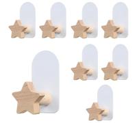 Xnuiasqe 8PCS Shaped Hooks,Kids Room Decorative Hooks, Wood Coat Hooks, Adhesive Mounted Wall Hook for Hanging Coat Clothes,B