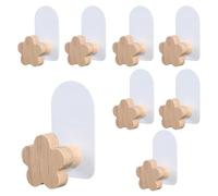 Xnuiasqe 8PCS Shaped Hooks,Kids Room Decorative Hooks, Wood Coat Hooks, Adhesive Mounted Wall Hook for Hanging Coat Clothes,A