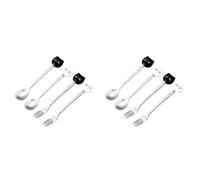 Xnuiasqe 8X Cute Cats Coffee Spoon and Fork Set, Ceramic Stainless Steel Cats Dessert Spoon Drink Spoons Fruit Fork