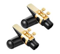 Xnuiasqe Alto Saxophone Mouthpiece Kit Include 2 Set 2 Gold Mouthpieces, 2 Reeds, 2 Plastic Caps& 2 Sax Ligatures