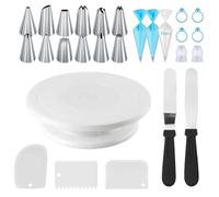 Xnuiasqe Bake Tools-Cake Decorating Tool Kit-76-Piece Non-Slip Turntable for Beginners DIY Cream Cookies Cake Making White
