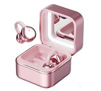 Xnuiasqe Bluetooth Headphones with A Makeup Mirror Clip on Earbuds Wireless Bluetooth Earbuds Headset for Outdoor Travel Pink