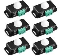 Xnuiasqe Body Infrared LED Motion Detector 12V 24V PIR Sensor Switch with Timer- 6-Pack for Flexible LED Strips Light