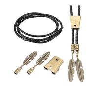 Xnuiasqe Bolo Tie Findings Kit,Bolo Tie Accessories Include Slide Clasps,1Yard Black Leather Braided Cord for DIY B