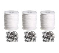 Xnuiasqe Candle DIY Tools Set, 3 Roll 200Ft/61M Cotton Candle Wick Core with 300 Pcs Candle Wick Sustainer for Candle Making Kit