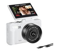 Xnuiasqe Compact 5K Digital Camera with 180° Flip Screen, WiFi Connectivity, Autofocus, Ideal for Vlog Recording By for Beginners& Teens Photography B