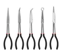 Xnuiasqe Extended Handle Needle-Nose Pliers 5-Piece Set Accessories Elbow O-Shaped Pliers 25/45/90 Degree Bent-Nose Pliers Hand Tools