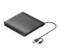 Xnuiasqe External CD DVD +/-RW Drive, USB 3.0 & USB-C Portable CD & DVD ROM Burner Player Reader Writer Rewriter Disc Drive Easy Install Easy to Use,Black