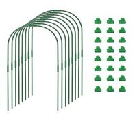 Xnuiasqe Greenhouse Hoops Grow Tunnel,Rust Proof Plastic Coated Steel Support Frame Greenhouse Hoops for Raised Beds