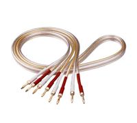 Xnuiasqe Hifi Speaker Cable Silver Plated 3.5mm Gold-Plated Banana Plug 4 to 4 Audio Cable for DVD, Blu-Ray Decoder, CD Player Etc