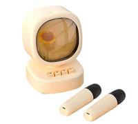 Xnuiasqe Karaoke Speaker Wireless Smart Bluetooth Speaker HIFI Stereo Retro Audios Ambient Light Household Children'S with 2 Mics