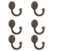 Xnuiasqe Lot 6pcs Retro Coat Hat Hook Door Wall Hanger Alloy 35 x 30mm -Bronze