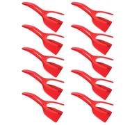 Xnuiasqe Multifunctional Steak Frying Spatula Clip Two in One Spatula Clip Food Clip Frying Pan Spatula Omeletteclip Red