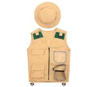 Xnuiasqe Outdoor Adventure Kit,Young Kid's Khaki Cargo Vest and Hat Comfortable and Explorer Costume Role Play Toy