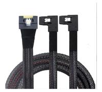 Xnuiasqe PCI-E GEN 4 Slim 8654 8i to 2 XSAS SFF-8087 Left Bend Internal Server Cable- SAS Type, 0.5m Length
