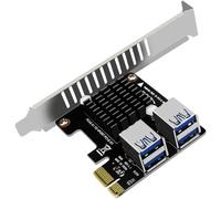 Xnuiasqe PCI-E Riser Card 1 to 4 PCI Express X1 Slots 4 Ports PCIE 1X Adapter Graphics Card Expansion ASM1184E Multiplier Card