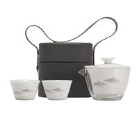 Xnuiasqe Portable Jade Tea Set Outdoor Camping Travel Kit with Teapot, Cups Compact Brewing Accessories Use Gift Ware C
