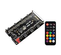 Xnuiasqe PWM& ARGB LED Controller Hub 8 Port 12V 4 Pin Fan Support, 5V 3 Pin AURA Wireless IR Remote Control Adapter, 2-In-1 Design