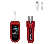 Xnuiasqe Red UHF Wireless Microphone Transmitter Receiver XLR Adapter System for Dynamic Microphone, Guitar Audio Mixer PAS System A