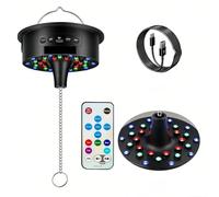 Xnuiasqe Rotating Disco Ball Motor Light with Remote,3-15RPM Adjustable Speed,30 RGB LEDs,Supports 4''-16''Mirror Balls for Party
