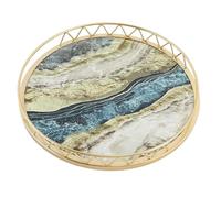 Xnuiasqe Round Household Simple Snack Dried Fruit Plate Small Dry Tea Table Tabletop Storage Light Luxury Marble Pattern Tray, A,S