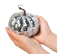 Xnuiasqe Silver Mirror Disco Ball, Pumpkin Shape Disco Ball, Suitable for DJ Club Party, Halloween Reflective Pumpkin Ball 12cm