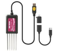 Xnuiasqe Soil Sensor USB PH EC Moisture N P K Temperature Fertility Tester for Farming Gardening Real-Time Data Via Mobile App
