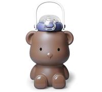 Xnuiasqe Straw& Strap 16 Oz Leak-Proof Stainless Steel Bear Water Bottle, Cute Kawaii Teddy Bear Design for Kids' Gifts B