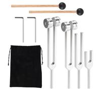 Xnuiasqe Tuning Fork Set (128Hz, 136.1Hz, 512Hz,4096Hz) with Reflex Hammer for Healing Chakra Set Healing Musical