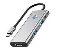 Xnuiasqe TYPE-C 6-In-1 USB C Docking Station with Screen Off Button, USB HUB, Compatible 4K60Hz, USB 3.2 10Gbps PD100W