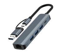 Xnuiasqe USB-C HUB Multiport Adapter Type USB-C 3.1 USB 3.0 Data Transfer Gigabit Ethernet RJ45 1000Mbps Splitter