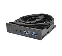 Xnuiasqe USB Front Panel for 3.5" Floppy Disk Bay- Type C+ 19Pin 2 Port USB+ HD Audio 3.5mm Earphone MIC USB3.2 Gen2 10Gbps A
