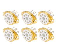 Xnuiasqe White Ceramic Tube Socket 6 Pcs 8pin Vacuum Tube Protection Pin Socket PCB Mounting Large 8-Pin Set