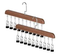 Xnuiasqe -Wood Closet Organizer with 10 Clips-2PCS Set-Space Saving,Multi-Purpose Design Ideal for Small Rooms A