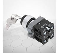 Xnukaw Key Lock Switch 2 Positions 22mm Silver Contact Iron Base | Self-Locking Operation, Antioxidant Plastic Housing, Good Conductivity, Modular Structure for Industrial Control Panel